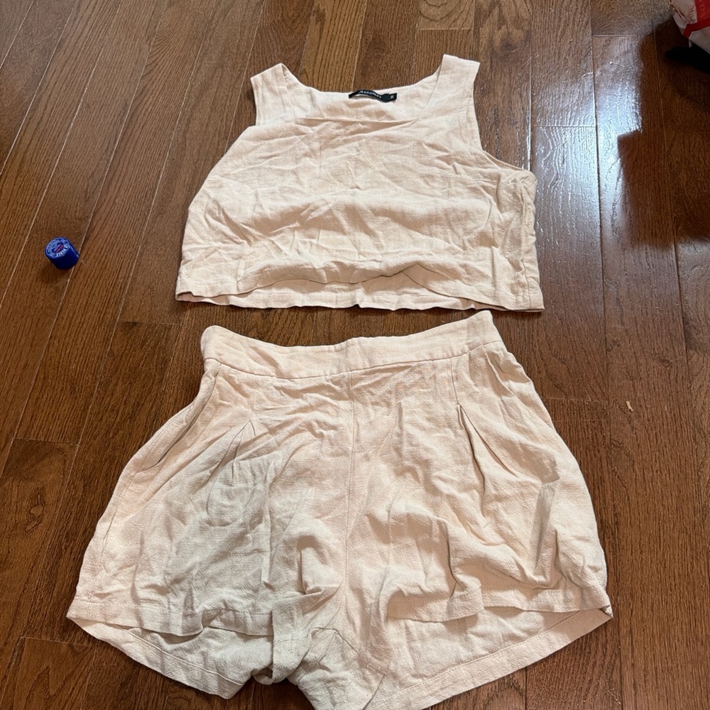 Amazon Cream Sleeveless Top and Shorts Set
